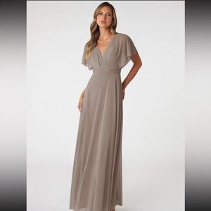 Azazie Tiara Dress Bridesmaid Wedding Guest, Taupe, Size A10